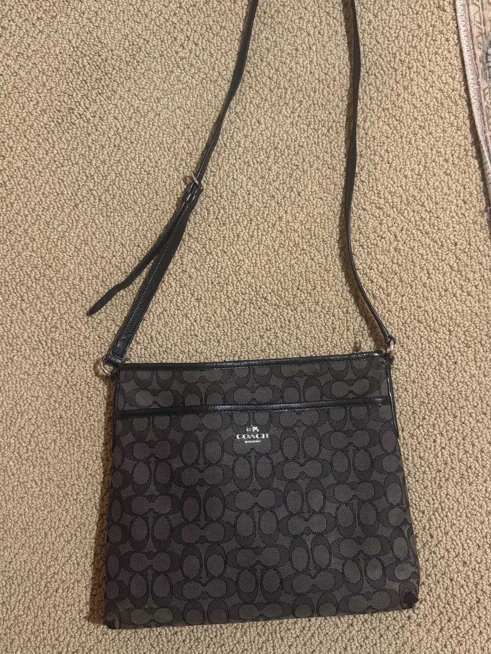Coach Crossbody Bag in Brown and Black Signature Canvas